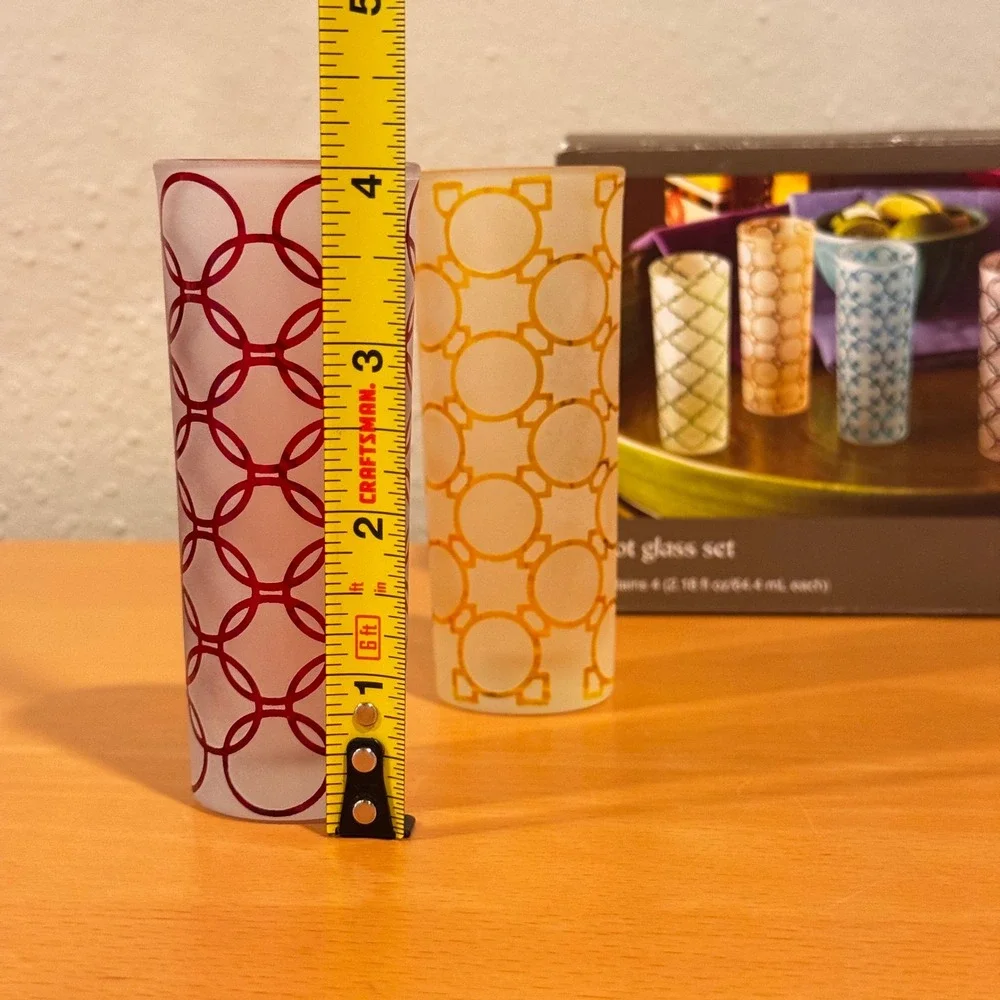 Pier 1 Imports Shot Glass Set Unisex OS Multicolor Frosted Geometric Barware